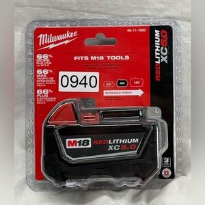 Milwaukee M18 REDLITHIUM XC5.0 Extended Capacity Battery Pack - Black...